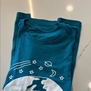 Teal Graphic T-Shirt with Celestial Design